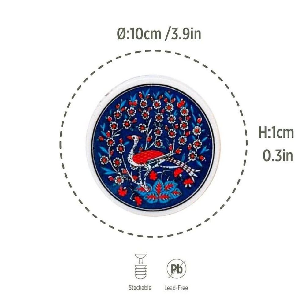 Ceramic Coaster Peacock Navy 10cm