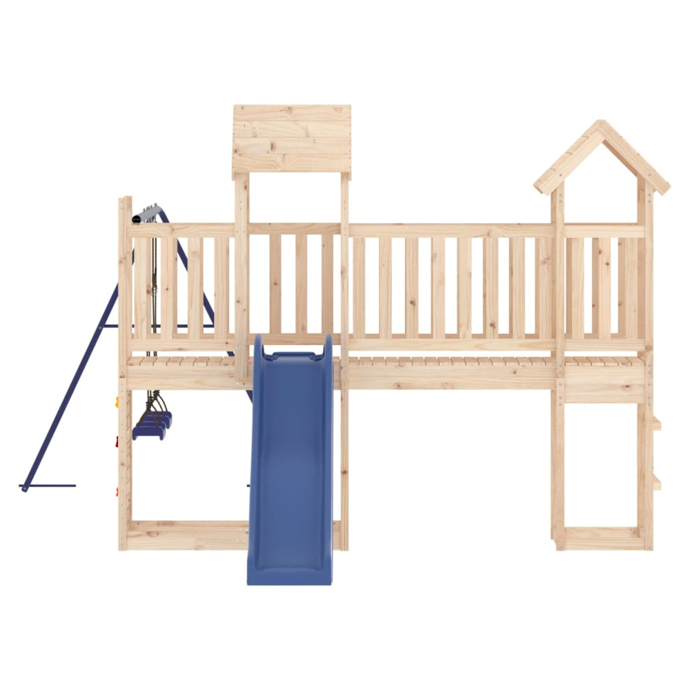 Playhouse with Slide Swings Rockwall Solid Wood Pine