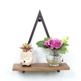 1 Tier Dark OAK Triangle Wall Shelf with Black Metal Frame