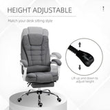 Computer Office Chair Home Swivel Task Recliner w/ Footrest, Arm, Grey