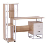 Workstation Computer Writing Desk W/2 Drawers Multi-Shelves-Oak/White