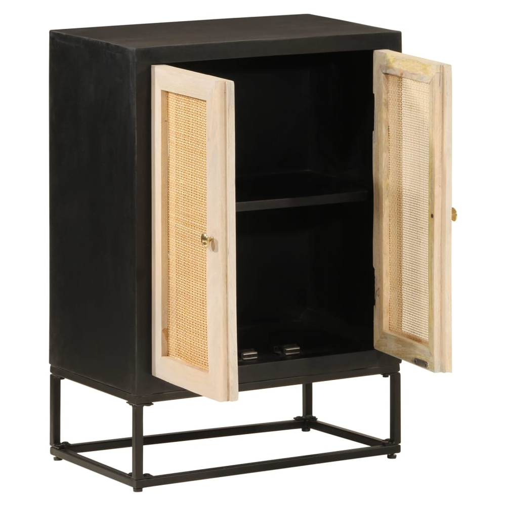 Sideboard Black 55x30x76 cm Solid Wood Mango and Iron