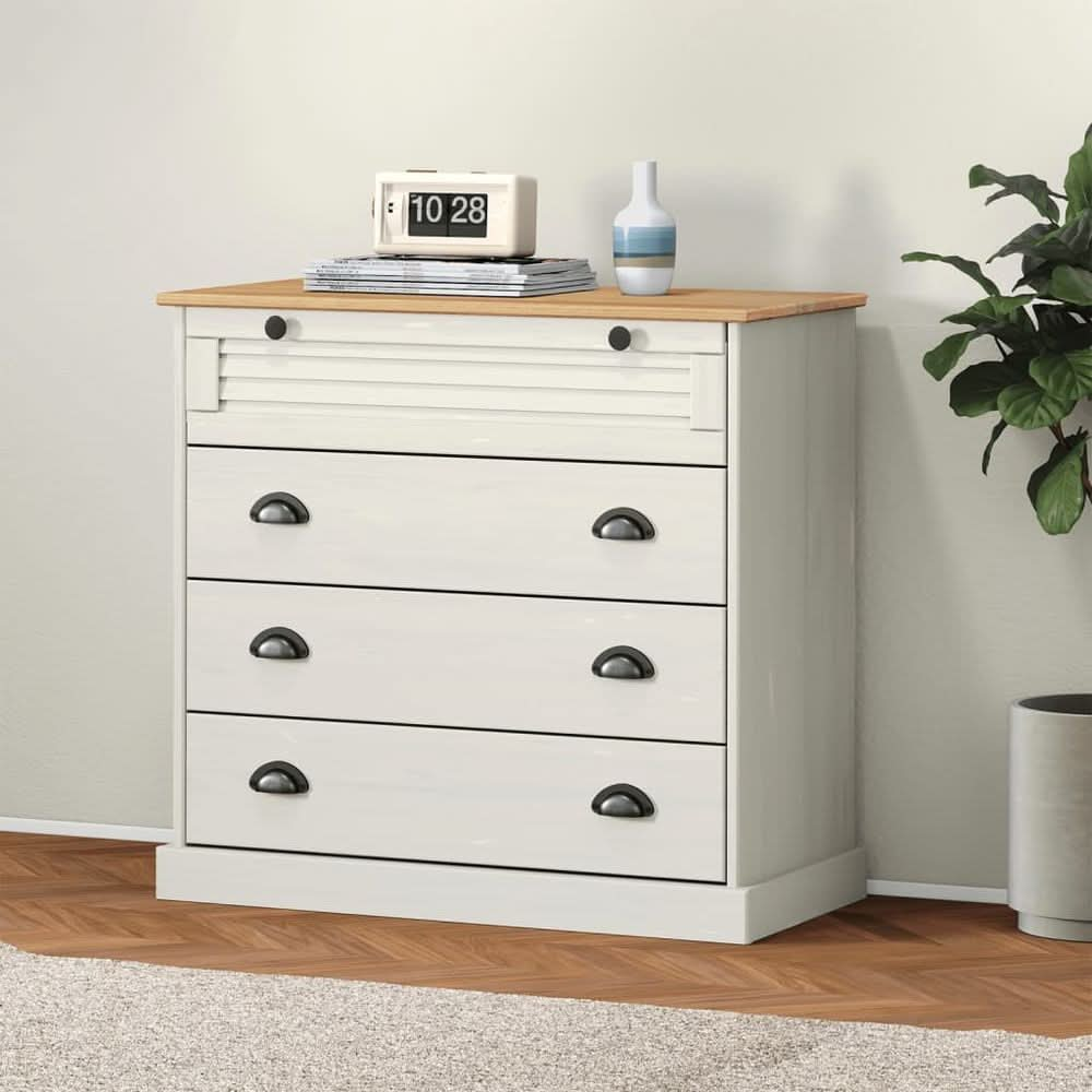 Chest of Drawers VIGO White 80x40x76 cm Solid Wood Pine