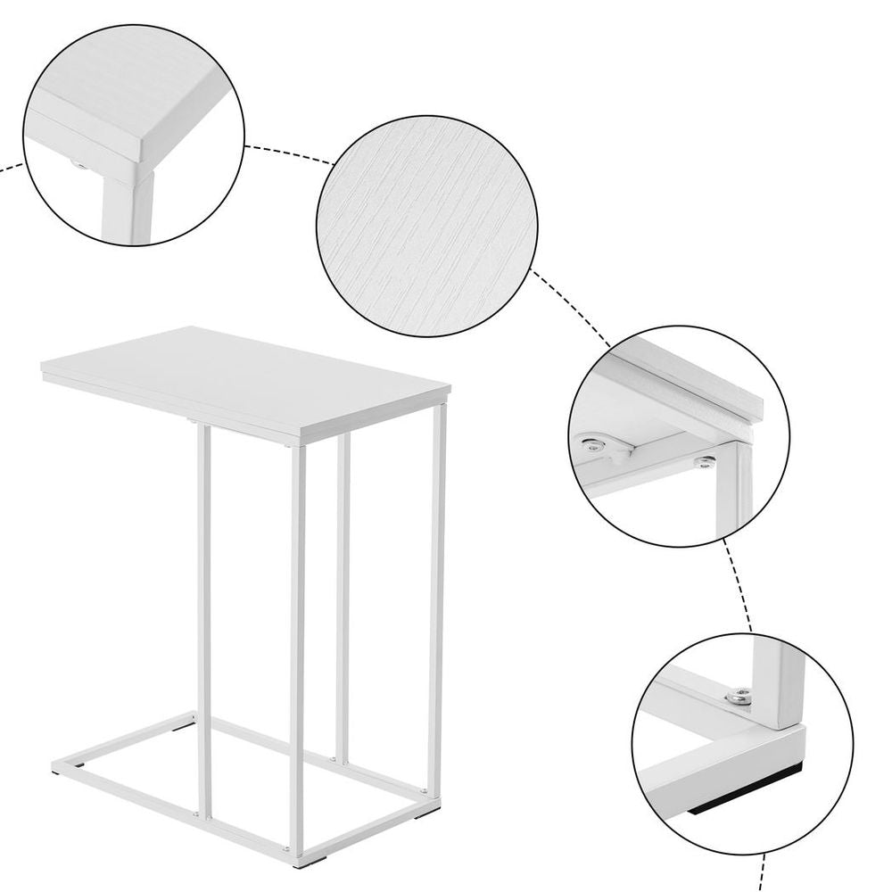 48*28*58cm C Type Single Layer MDF Iron Rectangle White Triamine Side Table White Spray