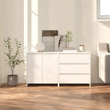 2 Piece Sideboard White Engineered Wood