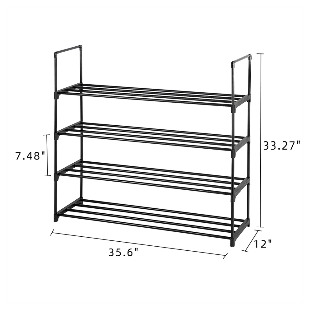 2 Set 4 Tiers Shoe Rack Shoe Tower Shelf Storage Organizer For Bedroom, Entryway, Hallway, and Closet Gray Color