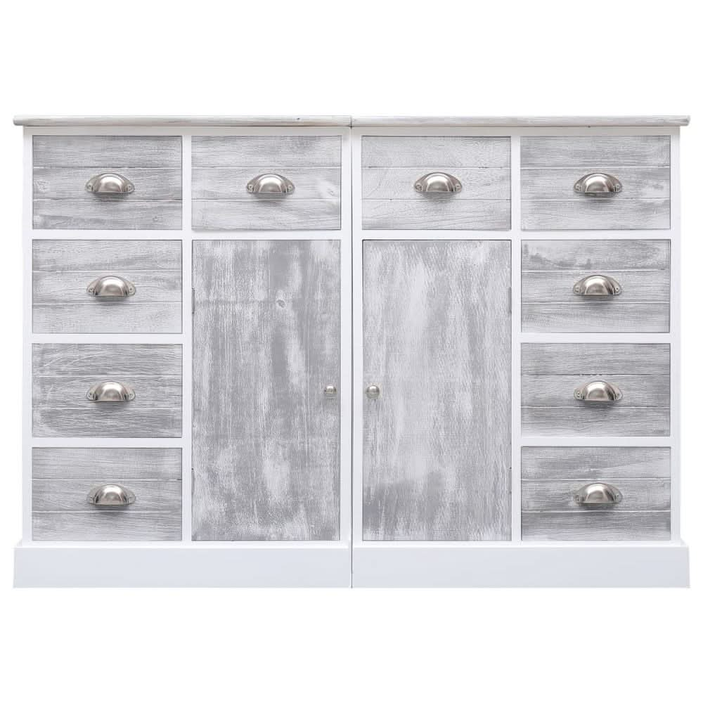 Sideboard with 10 Drawers Grey 113x30x79 cm Wood