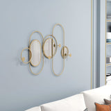 HOMCOM Metal Wall Art with Mirrors, Coat Hooks, Decorative Mirror Decor, Gold