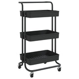 3-Tier Kitchen Trolley Black 42x35x85 cm Iron and ABS