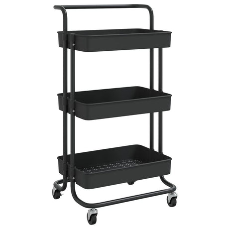 3-Tier Kitchen Trolley Black 42x35x85 cm Iron and ABS