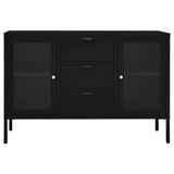 Sideboard Black 105x35x70 cm Steel and Tempered Glass