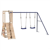 Playhouse with Swings Climbing Wall Solid Wood Pine