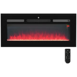 HOMCOM 102cm Electric Fireplace Recessed and Wall Mounted Electric Fire Black