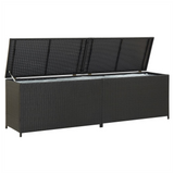 Garden Storage Box Poly Rattan 200x50x60 cm Black