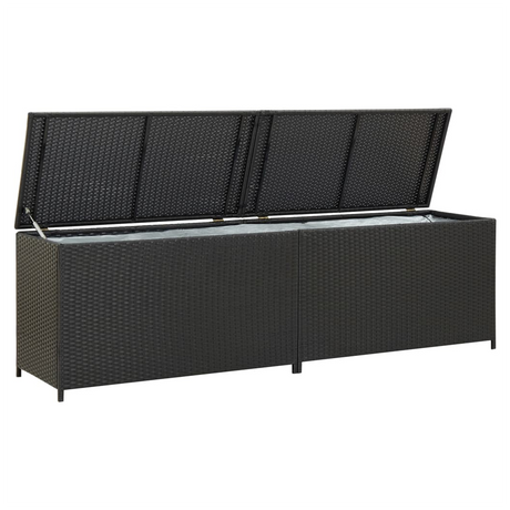 Garden Storage Box Poly Rattan 200x50x60 cm Black