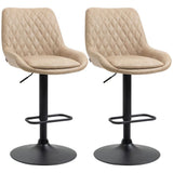 HOMCOM Bar Stools Set of 2, Adjustable Bar Chairs 360° Swivel for Kitchen Khaki