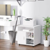 Multi-Storage Printer Unit Office Organisation w/ 5 Compartments White