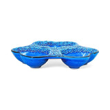 3-in-1 Snack and Dip Bowl for Divided Servings, Blue, Heart Shaped