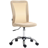 Vinsetto Armless Office Chair with Adjustable Height Mesh Back Wheels Beige