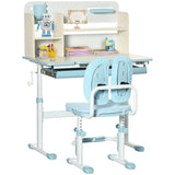 Height Adjustable Kids Desk and Chair Set, for Ages 3-12 Years - Blue