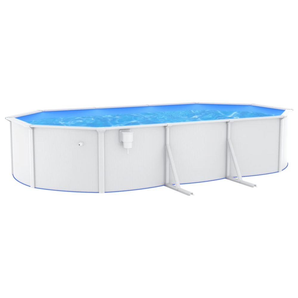 Swimming Pool with Steel Wall Oval 610x360x120 cm White