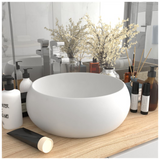 Luxury Wash Basin Round Matt White 40x15 cm Ceramic