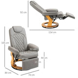 PU Recliner Lounge Chair with Footrest Headrest Wood Base for Home Office Grey