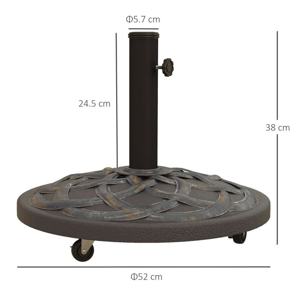 27kg Garden Parasol Base w/ Wheels Concrete Umbrella Stand Bronze Tone