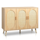 Modern Rattan Shoe Storage Cabinet with 3 Doors and Adjustable Shelves, Accent Cabinet for Living Room, Bedroom, Hallway