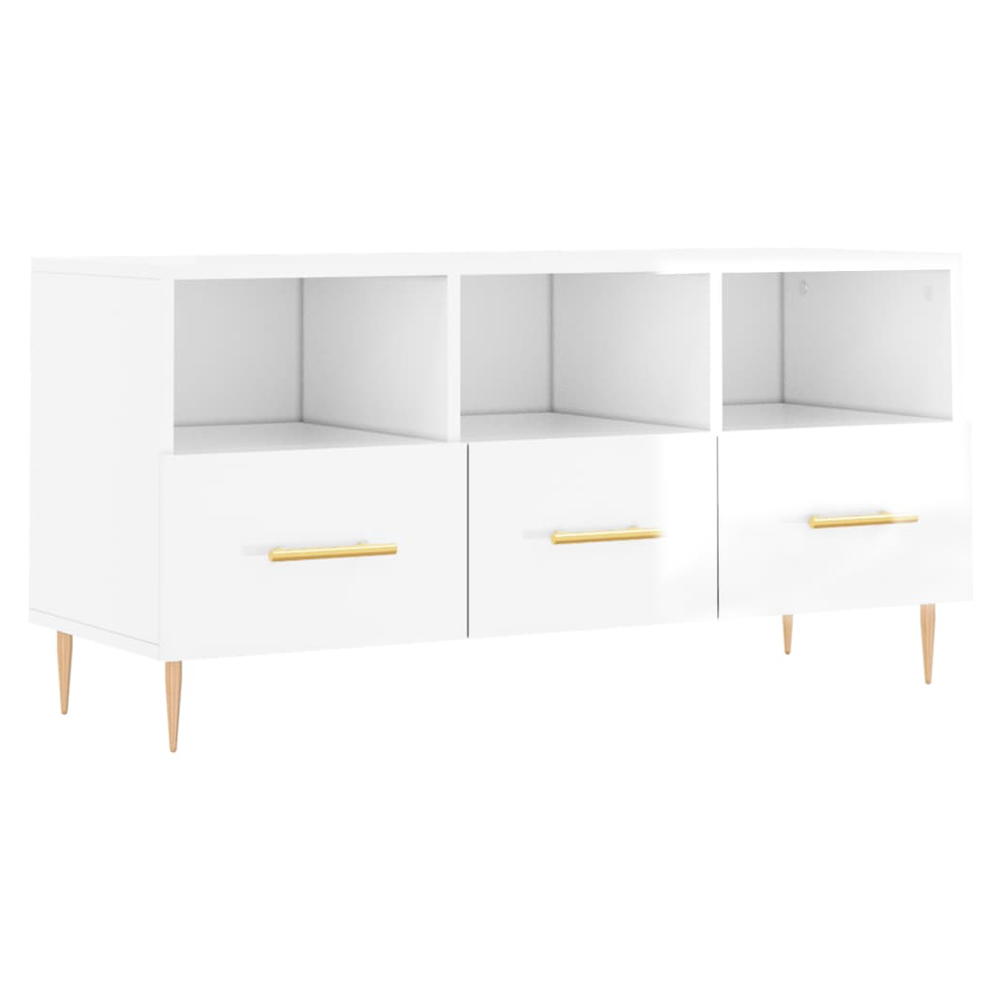 TV Cabinet High Gloss White 102x36x50 cm Engineered Wood