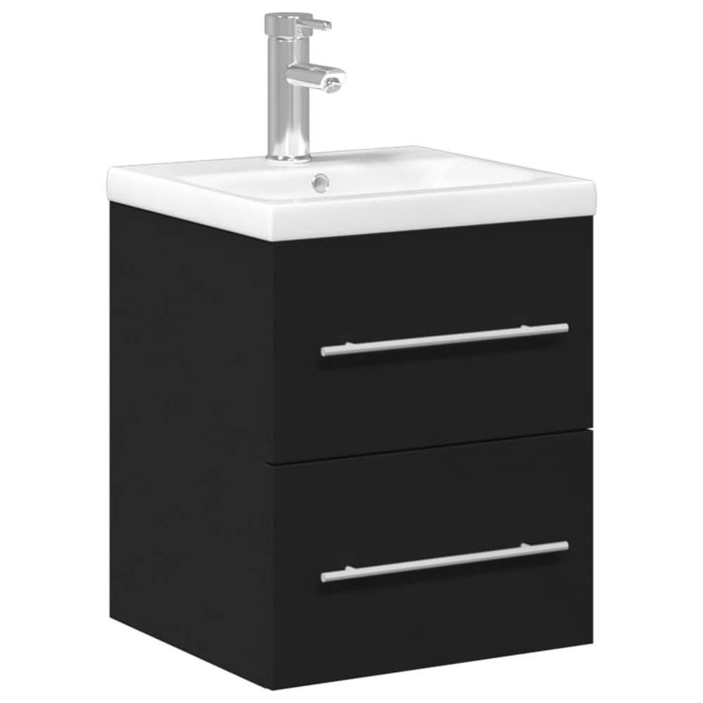 Bathroom Sink Cabinet with Built-in Basin Black