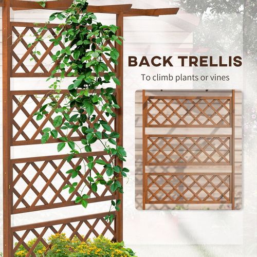 Outsunny Wooden Trellis Planter, Raised Garden Bed for Climbing Plants, Orange