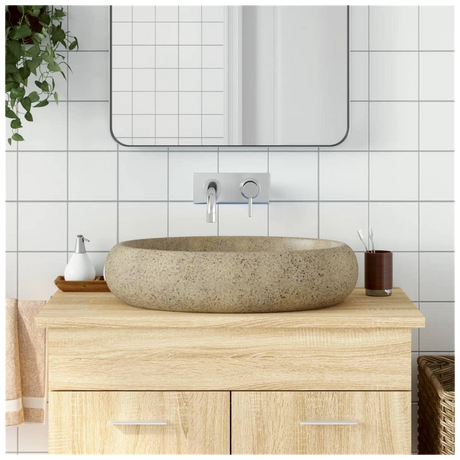 Countertop Basin Sand Oval 59x40x15 cm Ceramic