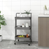 3-Tier Kitchen Trolley Black 42x35x85 cm Iron and ABS