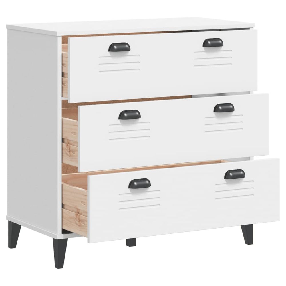 Drawer Cabinet White Solid Wood Pine