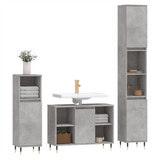 3 Piece Bathroom Furniture Set Concrete Grey Engineered Wood