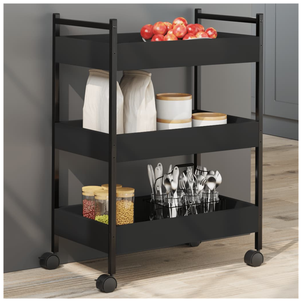 Kitchen Trolley Black 50x30x70 cm Engineered Wood