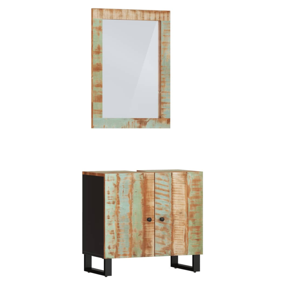 2 Piece Bathroom Furniture Set Solid Wood Reclaimed