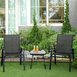 Outsunny 3PCs Bistro Set w/ Breathable Mesh Fabric & PSC Board Top Table, Black