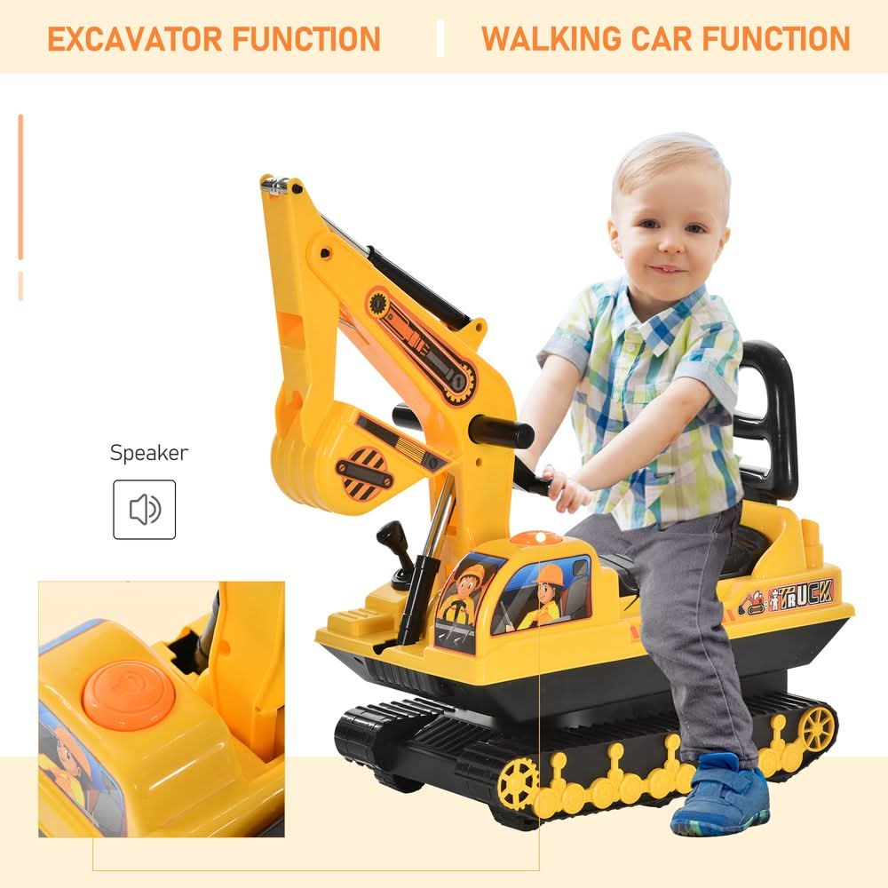 Ride On Excavator Toy Tractors Digger Movable Walker Construction Truck