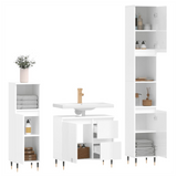 3 Piece Bathroom Furniture Set High Gloss White Engineered Wood