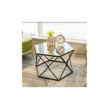 Hexagon Tempered Glass  Black Coffee Side Table (Big) - SLENDER