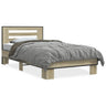 Bed Frame Grey Sonoma 90x190 cm Single Engineered Wood and Metal