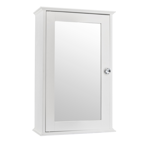 Single Door Mirror Indoor Bathroom Wall Mounted Cabinet Shelf White