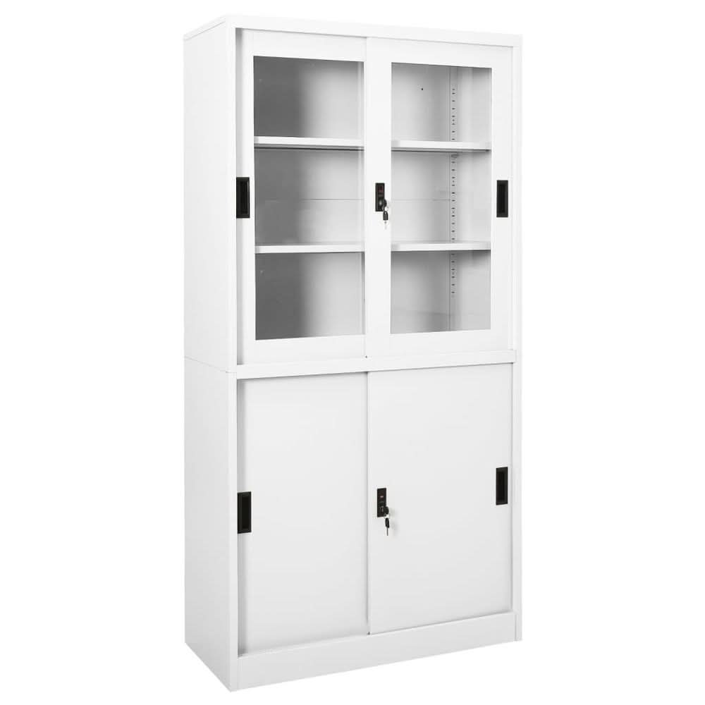 Office Cabinet with Sliding Door White 90x40x180 cm Steel