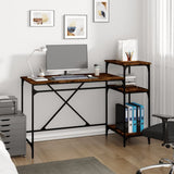 Desk with Shelves Black 135x50x90 cm Engineered Wood&Iron