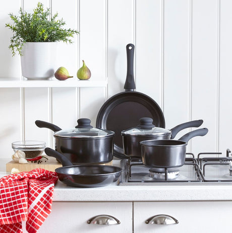 Cermalon 5 Piece Black Carbon Steel Cookware Set