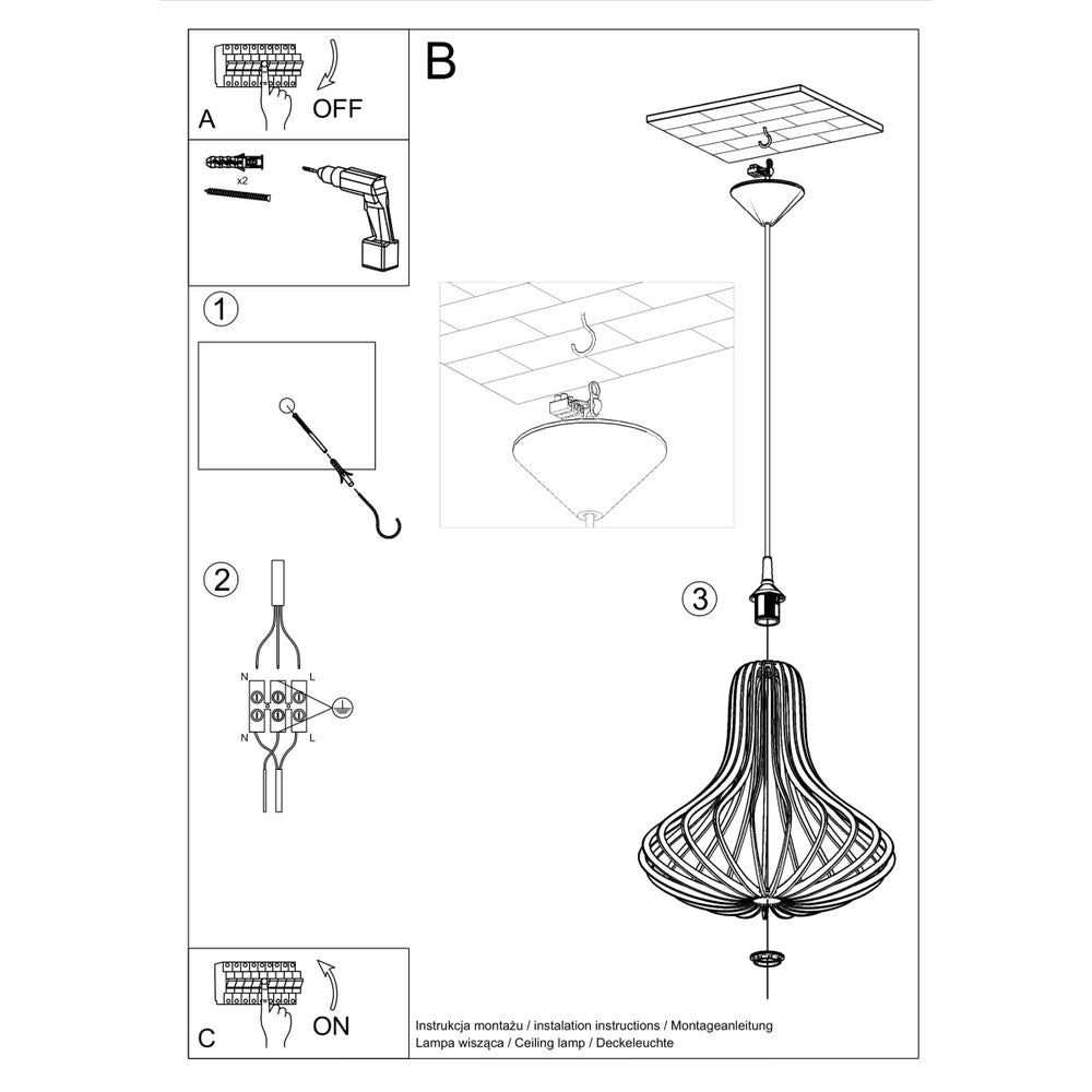 Pendant lamp wood Elza Scandinavian Design E27