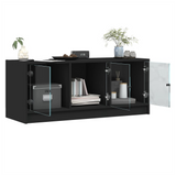 TV Cabinet with Glass Doors Black 102x37x42 cm