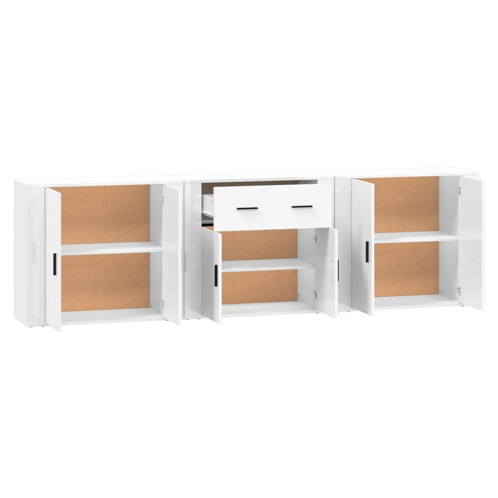 Sideboards 3 pcs White Engineered Wood